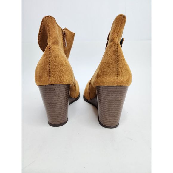 Wedge Heel Ankle Faux Suede Boots Side Zip Size 42 - Picture 5 of 7